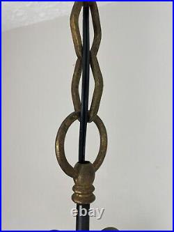 Vintage French Iron & brass hanging parlor lamp