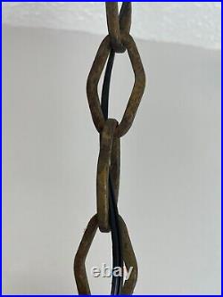 Vintage French Iron & brass hanging parlor lamp