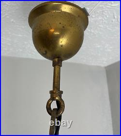 Vintage French Iron & brass hanging parlor lamp