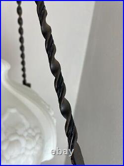 Vintage French Iron & brass hanging parlor lamp