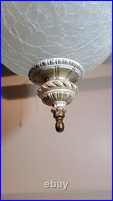 Vintage Frosted Crackle Glass Ball Hanging Swag Lamp By Moe Lighting