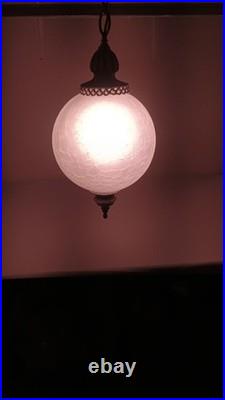 Vintage Frosted Crackle Glass Ball Hanging Swag Lamp By Moe Lighting