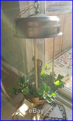 Vintage GODDESS Hanging Swag Rain Oil Lamp chandelier 36 Tested Working MCM