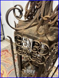 Vintage Genuine 1970s Spanish Revival Gothic Hanging Swag Lamp No Glass