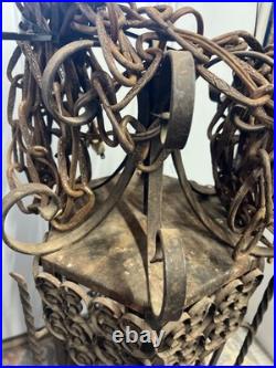 Vintage Genuine 1970s Spanish Revival Gothic Hanging Swag Lamp No Glass