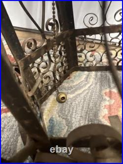 Vintage Genuine 1970s Spanish Revival Gothic Hanging Swag Lamp No Glass