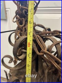 Vintage Genuine 1970s Spanish Revival Gothic Hanging Swag Lamp No Glass