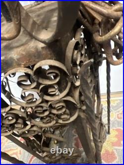 Vintage Genuine 1970s Spanish Revival Gothic Hanging Swag Lamp No Glass