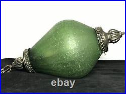 Vintage Gilbert Green Crackle Glass Swag Lamp Light 15 Tall