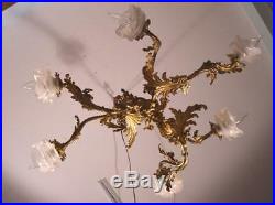 Vintage Gilt Bronze Louis XV Style Rococo Chandelier/Hanging Lamp