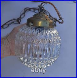Vintage Glass Double Hanging Swag Lamp Light
