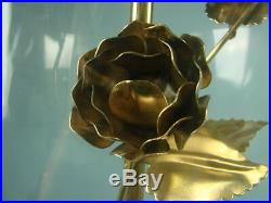 Vintage Glass Encased Gold Gilt Floral 4- Light Swag Pendant Hanging Lamp