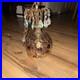 Vintage Globe Swag Lamp Crystal Decoration, Gold purple Hanging fixture