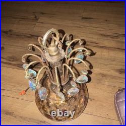 Vintage Globe Swag Lamp Crystal Decoration, Gold purple Hanging fixture