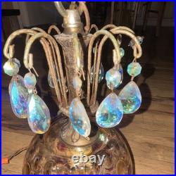 Vintage Globe Swag Lamp Crystal Decoration, Gold purple Hanging fixture