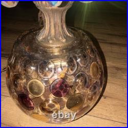 Vintage Globe Swag Lamp Crystal Decoration, Gold purple Hanging fixture