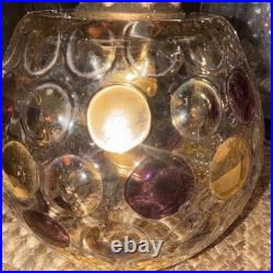 Vintage Globe Swag Lamp Crystal Decoration, Gold purple Hanging fixture