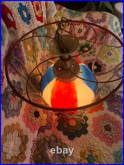 Vintage Globetrotter Basketball Ceiling Light- Hanging Globe Lamp Net/Rim- Works