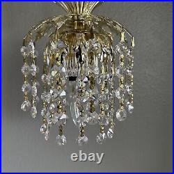 Vintage Gold Crystal Hollywood Regency 3 Tier Chandelier Pineapple Swag Lamp 52