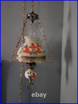 Vintage Gone withthe Wind Victorian Style Hanging Swag Lamp Hand Painted Floral