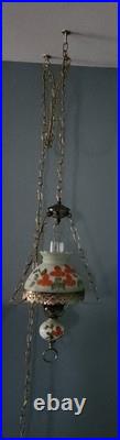 Vintage Gone withthe Wind Victorian Style Hanging Swag Lamp Hand Painted Floral