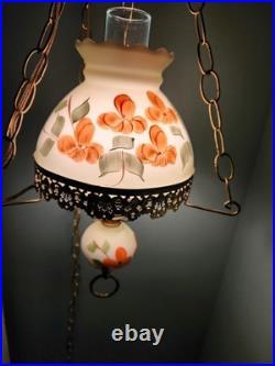 Vintage Gone withthe Wind Victorian Style Hanging Swag Lamp Hand Painted Floral