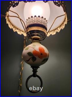 Vintage Gone withthe Wind Victorian Style Hanging Swag Lamp Hand Painted Floral