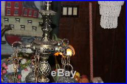 Vintage Gothic Style 6 Light Hanging Crystals Chandelier Table Lamp-Ornate Lamp