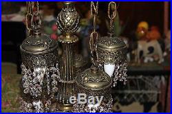 Vintage Gothic Style 6 Light Hanging Crystals Chandelier Table Lamp-Ornate Lamp