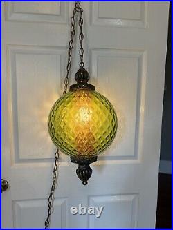 Vintage Green Glass Hanging Light