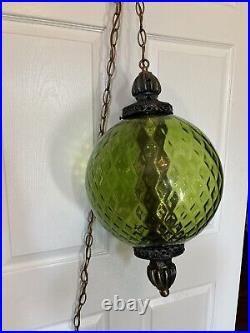 Vintage Green Glass Hanging Light