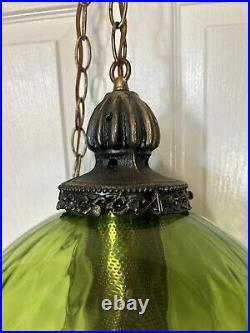 Vintage Green Glass Hanging Light