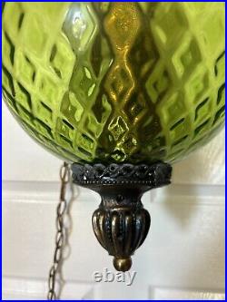 Vintage Green Glass Hanging Light