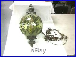 Vintage Green Glass Swag Lamp Retro Light Hanging Light BOHO Chic fixture