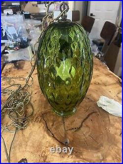 Vintage Green Hanging Swag Lamp With 10 Ft Of Chain