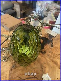 Vintage Green Hanging Swag Lamp With 10 Ft Of Chain