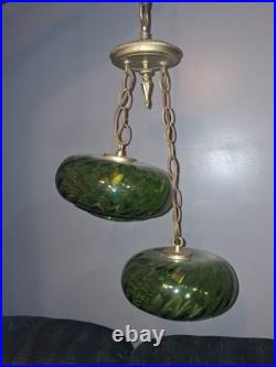 Vintage Green Optic Saucer Glass Swag hanging light