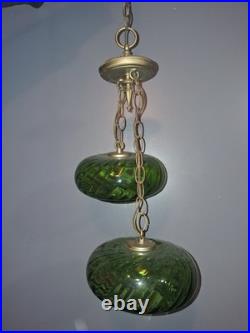 Vintage Green Optic Saucer Glass Swag hanging light Vintage Green Optic Saucer Glass Swag hanging light