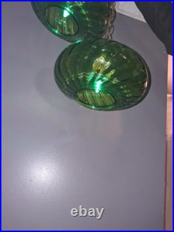 Vintage Green Optic Saucer Glass Swag hanging light