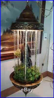 Vintage Grist Waterwheel Hanging Swag Motion Rain Lamp