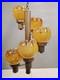 Vintage Groovy 1970's Hanging Lamp, 5 Light Crenelated Carmel Glass Globe Swirl