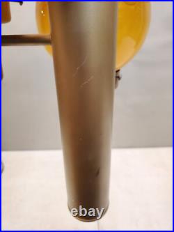 Vintage Groovy 1970's Hanging Lamp, 5 Light Crenelated Carmel Glass Globe Swirl