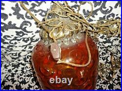 Vintage Groovy 60 Hollywood Circles (1) Amber Glass Hanging Swag Lamp Light 21