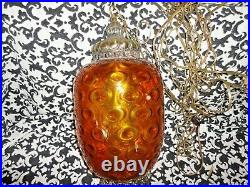 Vintage Groovy 60 Hollywood Circles (1) Amber Glass Hanging Swag Lamp Light 21
