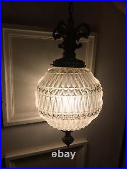Vintage HANGING LAMP Heavy Glass