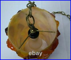 Vintage HANGING SWAG LAMP acrylic chunk mid century modern pendant light orange