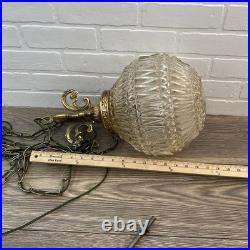 Vintage HOLLYWOOD REGENCY Style MCM CLEAR SWAG HANGING LAMP LIGHT With Cord