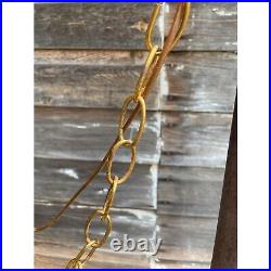 Vintage HUGE 1960s Amber Optic Glass Hanging Swag Lamp Works