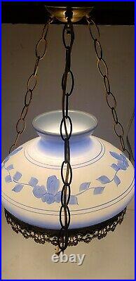 Vintage Hand Painted Blue Lamp Light