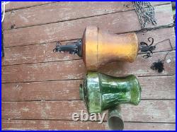 Vintage Hanging Amber Glass Swag Lamp, 23 MCM Hollywood Regency Extra Shade